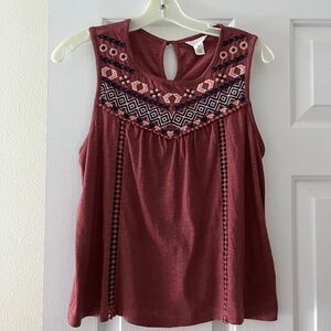 Caslon PXS Embroidered Swing Tank with beautiful front embroidery